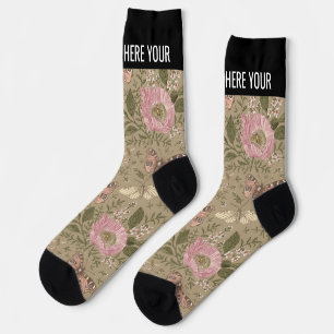 Modern Trendy Wildflower Botanical Floral Monogram Socks