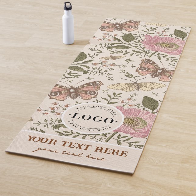 Modern Trendy Wildflower Botanical Floral Monogram Yoga Mat (In Situ)
