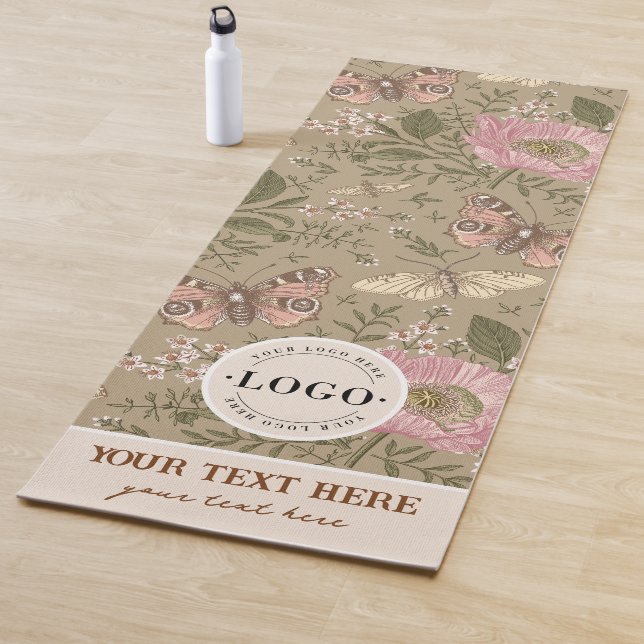 Modern Trendy Wildflower Botanical Floral Monogram Yoga Mat (In Situ)