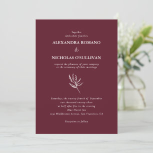 Modern Trendy Wine Burgundy Palette Wedding Invitation