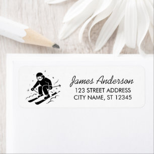 Modern Trendy Winter Ski Skiing  Return Address   
