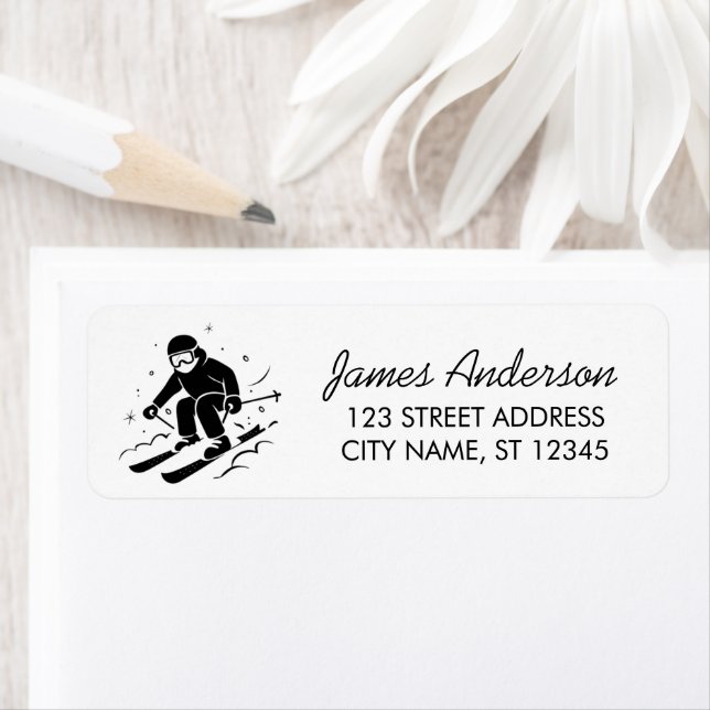 Modern Trendy Winter Ski Skiing  Return Address    (Insitu)