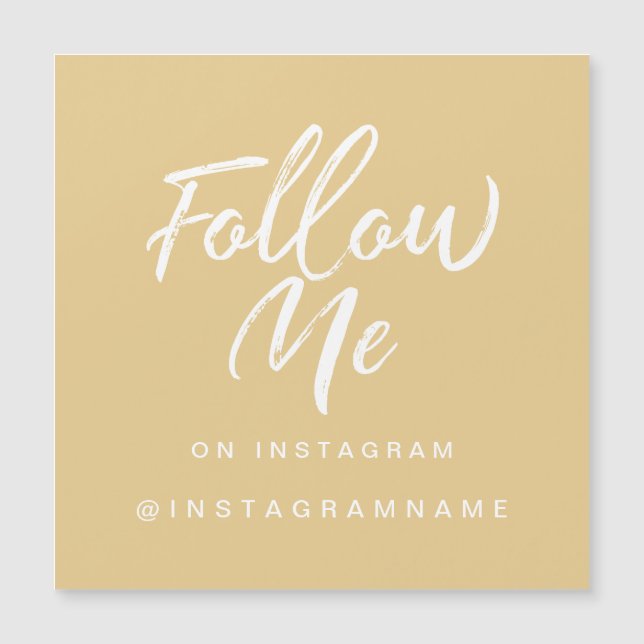 Modern Trendy Yellow Social Media Follow Me Magnet (Front)