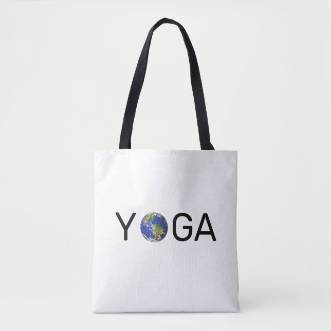 Modern trendy yoga earth tote bag (Front)