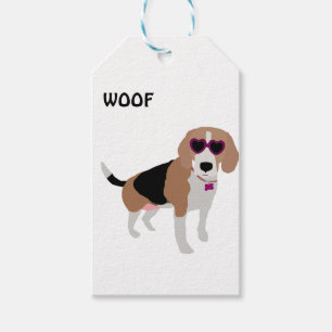 Modern tri-colour beagle dog gift tags