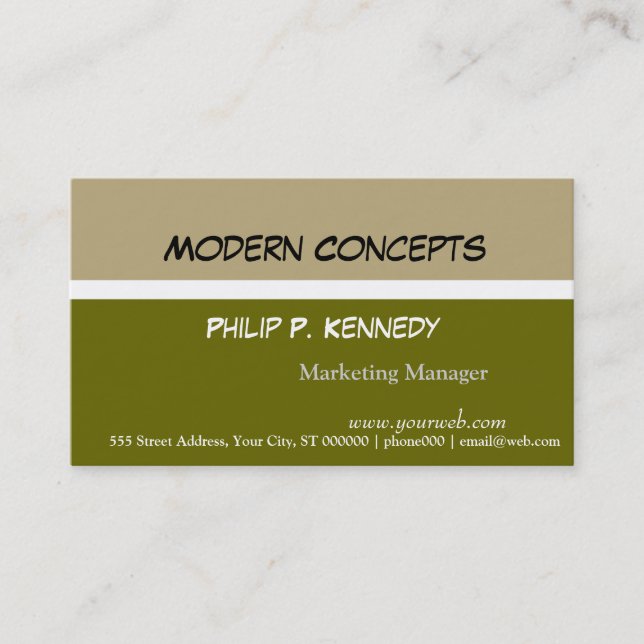 Modern Tri Colour Green Consultant Business Card (Front)