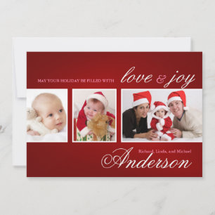 Modern Tri-Photo Holiday Collage Card