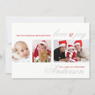 Modern Tri-Photo Holiday Photo Card