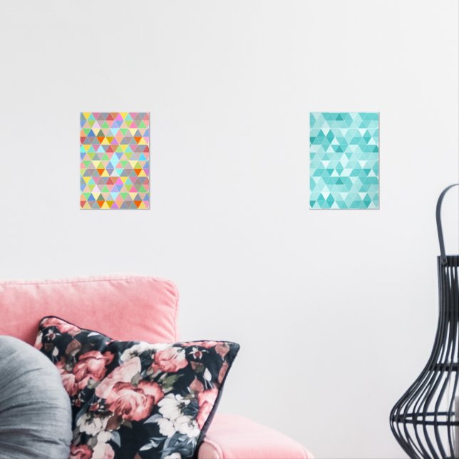 Modern triangle abstract art wall poster set of 2 (Livingroom)