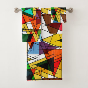 Modern Triangle Colorful Geometric  Bath Towel Set