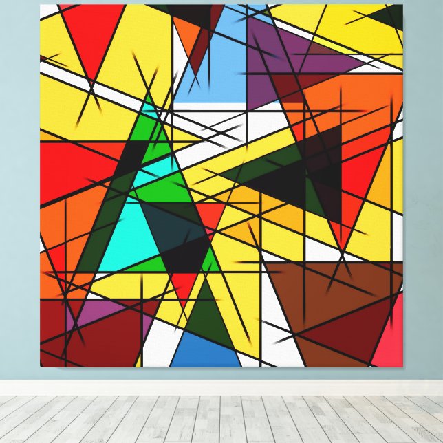 Modern Triangle Colorful Geometric  Canvas Print (Insitu(Wood Floor))