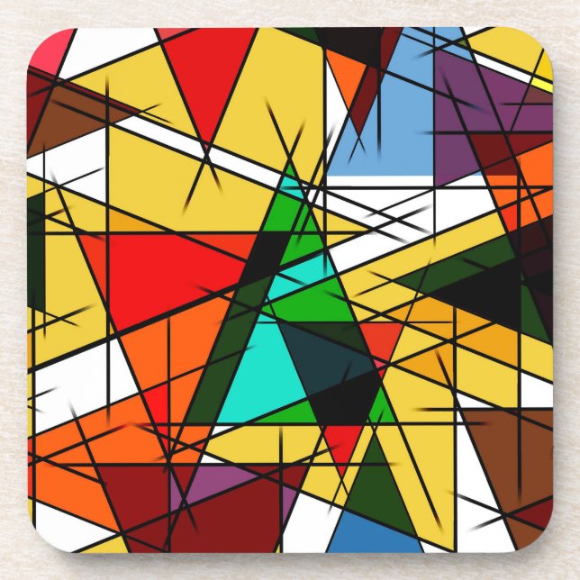 Modern Triangle Colorful Geometric  Coaster (Front)