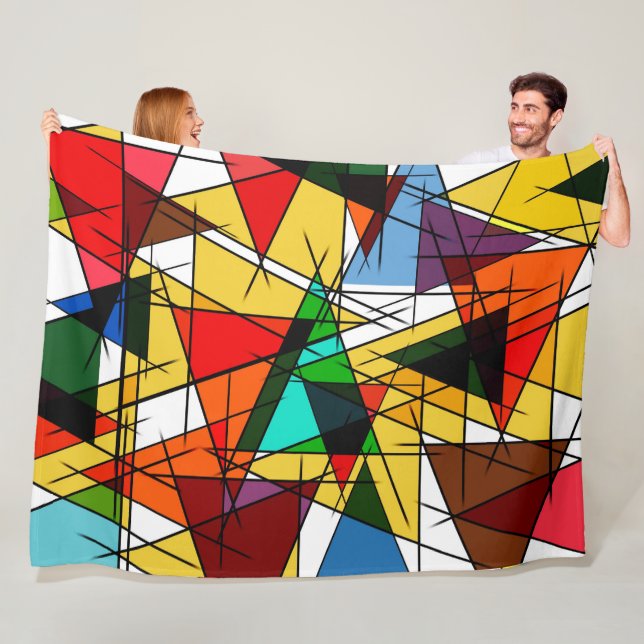 Modern Triangle Colorful Geometric  Fleece Blanket (In Situ)