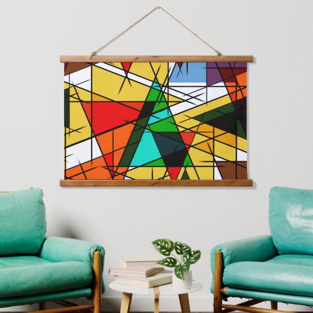 Modern Triangle Colorful Geometric  Hanging Tapestry (Living Room)