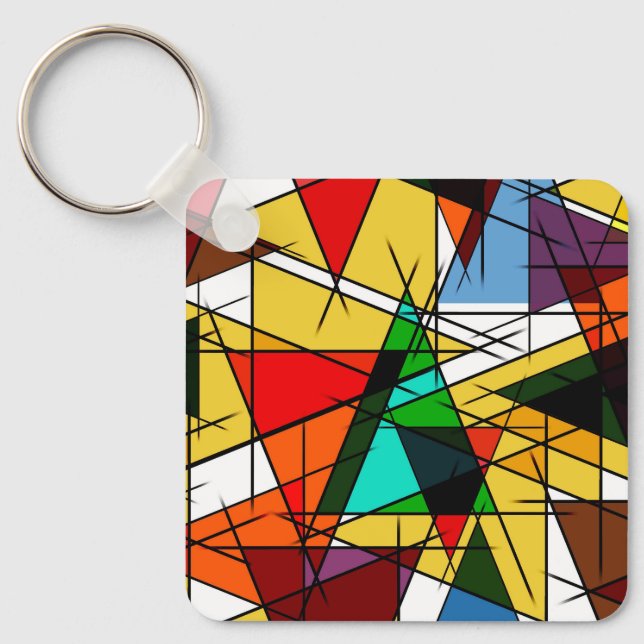 Modern Triangle Colorful Geometric  Key Ring (Front)