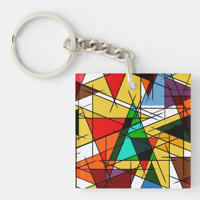 Modern Triangle Colorful Geometric  Key Ring (Front)