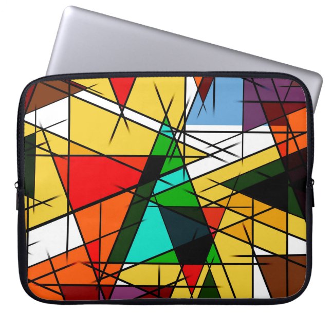 Modern Triangle Colorful Geometric  Laptop Sleeve (Front)