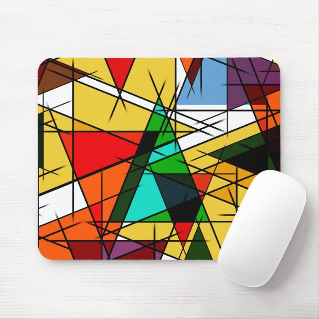 Modern Triangle Colorful Geometric  Mouse Mat (With Mouse)