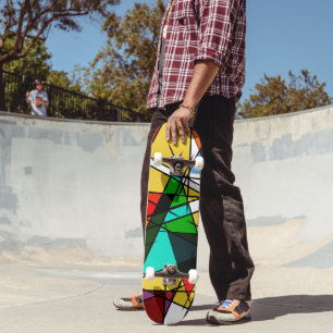 Modern Triangle Colorful Geometric  Skateboard