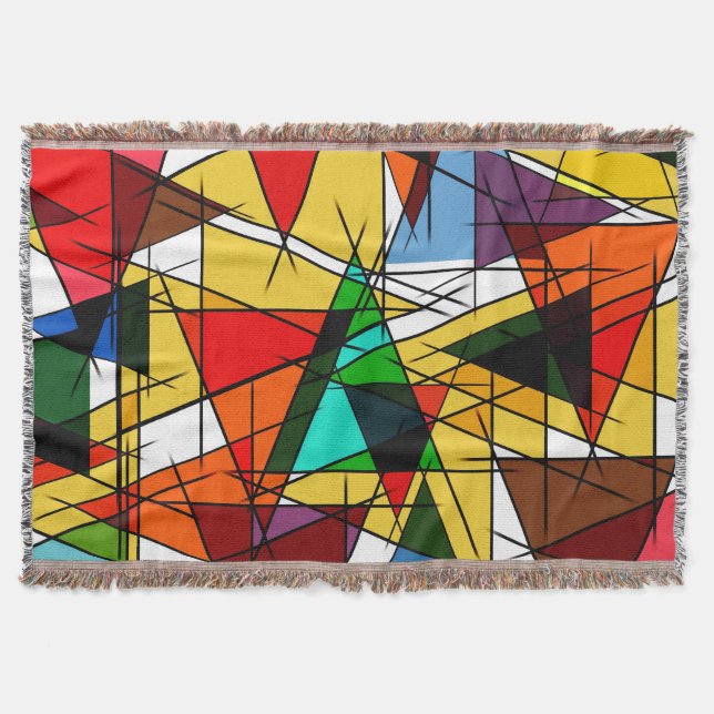 Modern Triangle Colorful Geometric  Throw Blanket (Front)