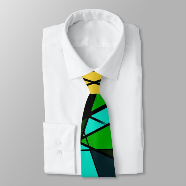 Modern Triangle Colorful Geometric  Tie (Tied)
