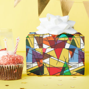 Modern Triangle Colorful Geometric  Wrapping Paper