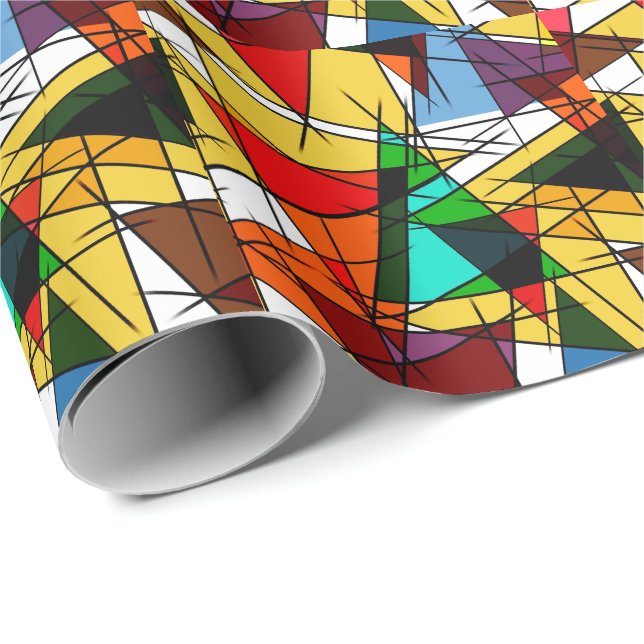 Modern Triangle Colorful Geometric  Wrapping Paper (Roll Corner)