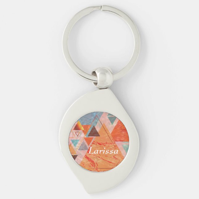 Modern triangle design – artistic geometry  key ring (Front)