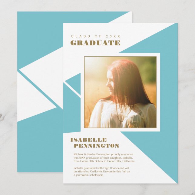 Modern Triangle Graphic Graduation Announcement (Front/Back)