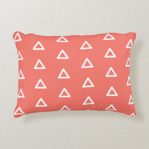 Modern Triangle Pattern Coral White Cute Lumbar Decorative Cushion