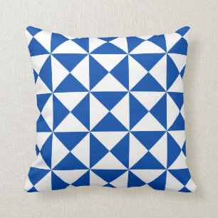 Modern Triangle Pattern Pillow in Electric Blue
