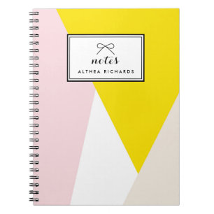 Modern Triangles Pattern   Blush and Yellow Custom Notebook