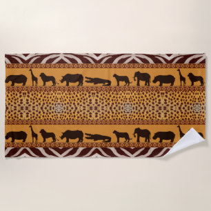 Modern Tribal African Cheetah Pattern Animal Print Beach Towel