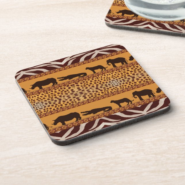 Modern Tribal African Cheetah Pattern Animal Print Coaster (Left Side)
