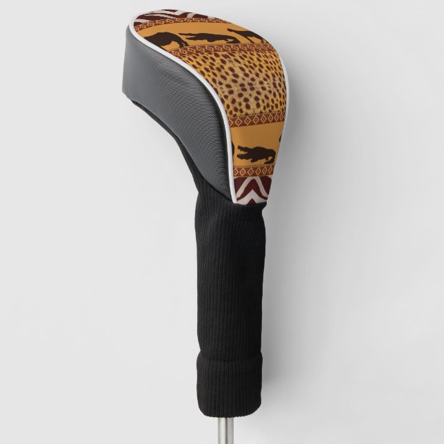 Modern Tribal African Cheetah Pattern Animal Print Golf Head Cover (Angled)