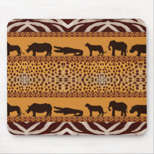 Modern Tribal African Cheetah Pattern Animal Print Mouse Mat