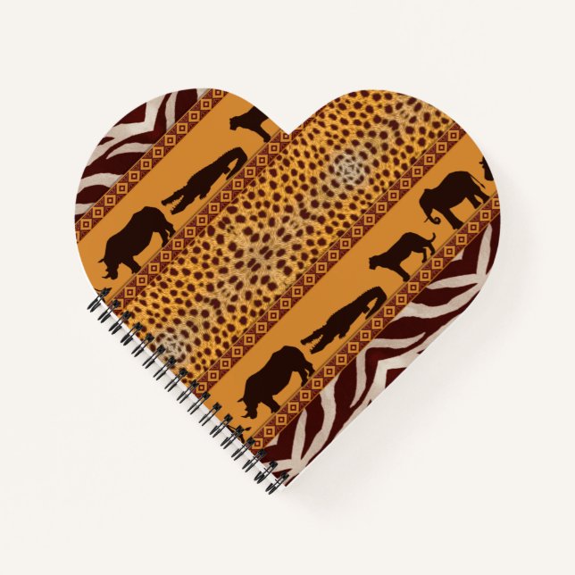 Modern Tribal African Cheetah Pattern Animal Print Notebook (Front)