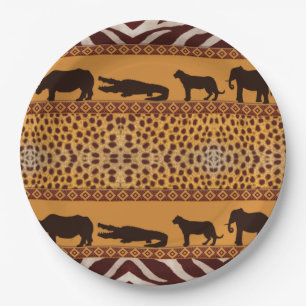 Modern Tribal African Cheetah Pattern Animal Print Paper Plate