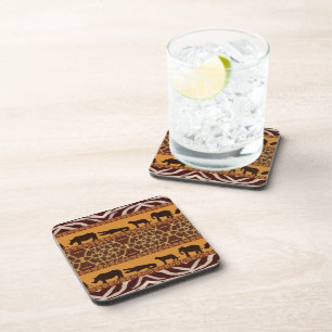 Modern Tribal African Giraffe Pattern Animal Print Coaster