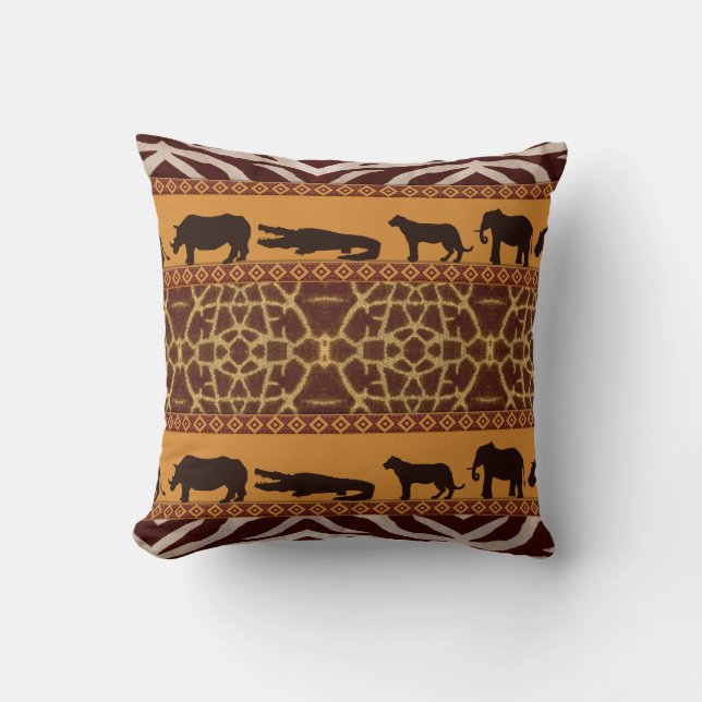 Modern Tribal African Giraffe Pattern Animal Print Cushion (Front)