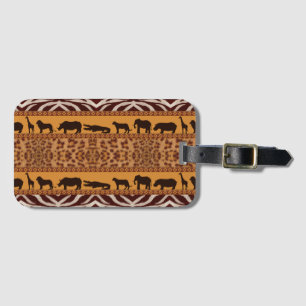 Modern Tribal African Jaguar Pattern Animal Print Luggage Tag
