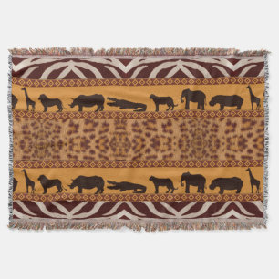 Modern Tribal African Jaguar Pattern Animal Print Throw Blanket