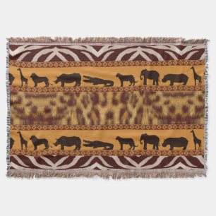Modern Tribal African Leopard Pattern Animal Print Throw Blanket