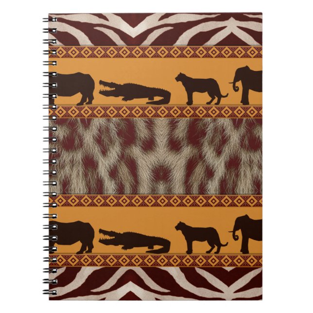 Modern Tribal African Snow Leopard Animal Print Notebook (Front)