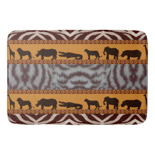 Modern Tribal African White Tiger Animal Print Bath Mat