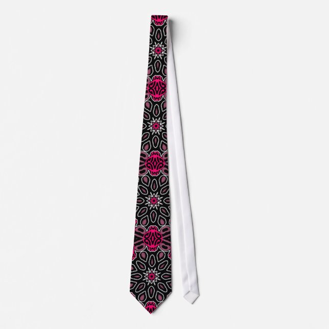 Modern Tribal Dream Star Pink & Black pattern Tie (Front)