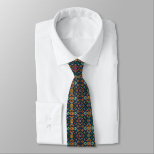 Modern Tribal Ethnic Geometric Pattern Tie