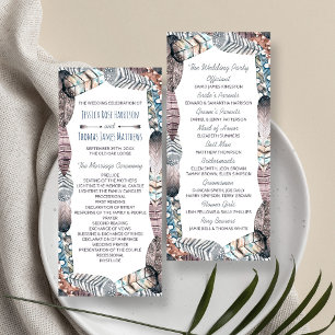 Modern Tribal Feathers Bohemian Wedding Program Programme