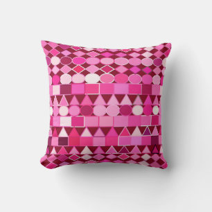 Modern Tribal Geometric, Burgundy and Pink Cushion