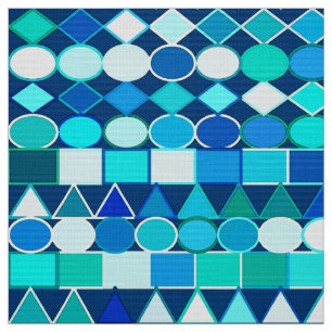 Modern Tribal Geometric, Denim Blues on Navy Fabric